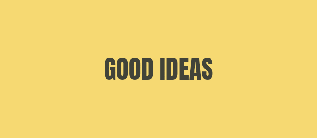 Good Ideas animated text sticker with jumping dark letters on a yellow background