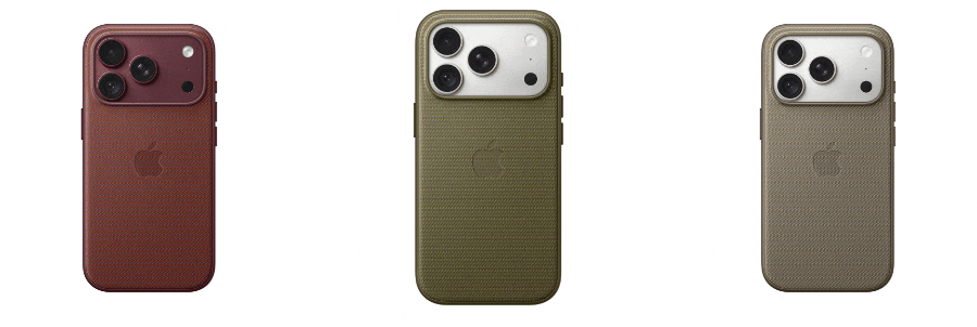 A carousel cycles through textured phone cases in several colors