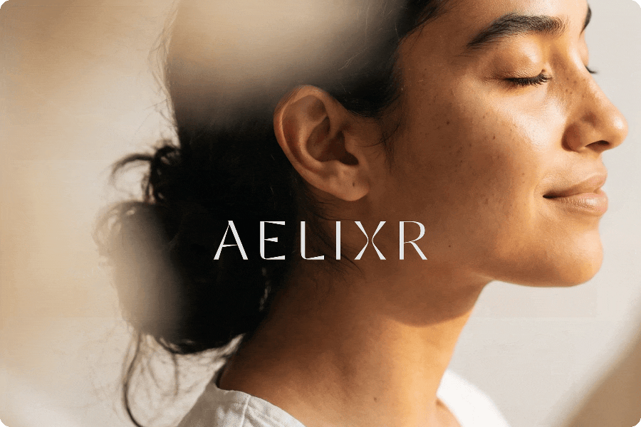 AELIXR campaign images transition between a branded tote bag and product scenes