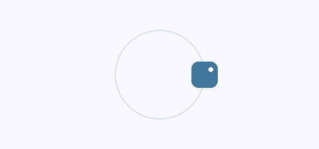 A blue object follows a continuous circular path without a jump at the loop boundary